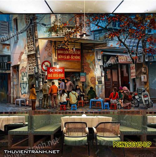 Tranh dán tường Phố cổ Hà Nội, Phố xưa - -PCHN260315-10P - Tranh tường chất lượng cao